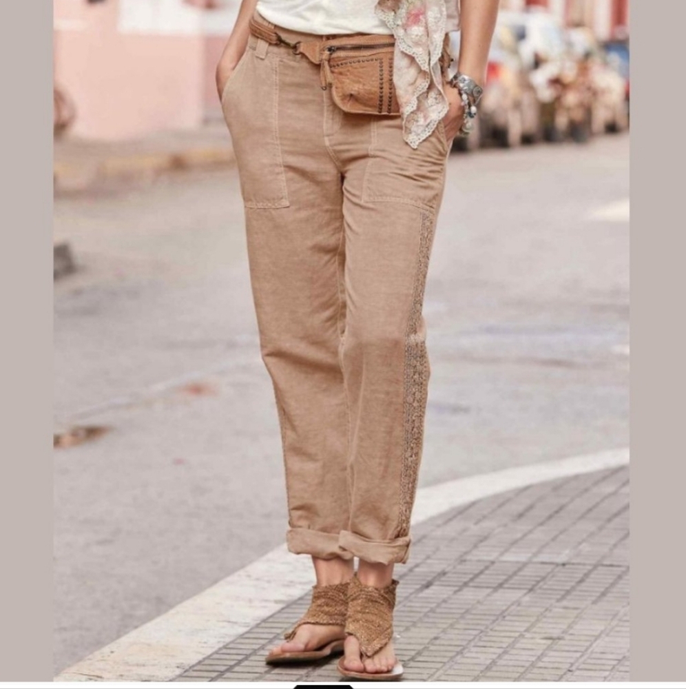 NEW! Sundance linen blend Organia lace pants
